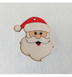 Christmas printed Laser Cut Ornament 10cm Santa Claus Head