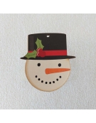 Χριστουγεννιάτικο εκτυπωμένο στολίδι σε ξύλο  10cm - Χιονάνθρωπος