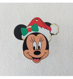 Χριστουγεννιάτικο εκτυπωμένο στολίδι σε ξύλο  10cm - Κεφάλι Minnie