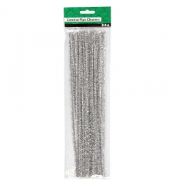 Pipe Cleaners 30cm Metallic Silver 24pcs