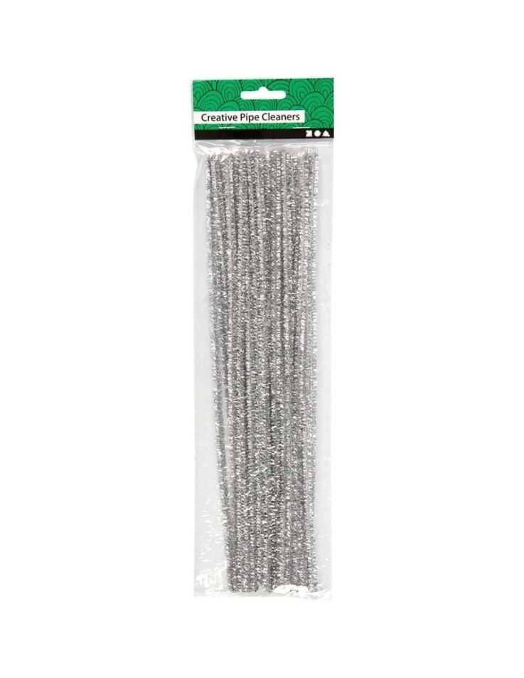 Pipe Cleaners 30cm Metallic Silver 24pcs