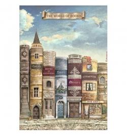 Ricepaper A4: "Vintage Library The World of Books"