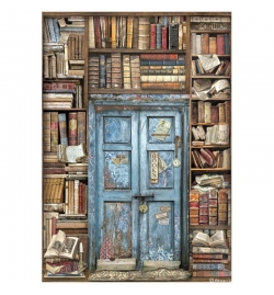Ricepaper A4: "Vintage Library Door"