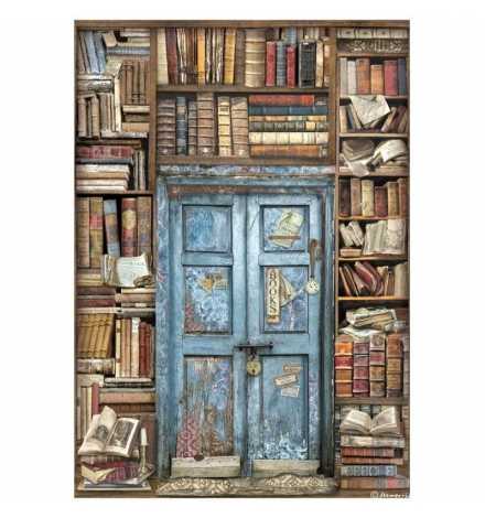 Ριζόχαρτο A4: "Vintage Library Door"