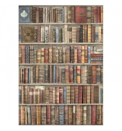Ricepaper A4: "Vintage Library Bookcase"