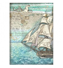 Ricepaper A4: "Songs of the Sea sailing ship"