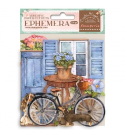 Αυτοκόλλητα Die Cuts Ephemera - Create Happiness Welcome Home bicycle and flowers - Stamperia