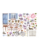 Adhesive Die Cuts Ephemera - Create Happiness Welcome Home bicycle and flowers - Stamperia