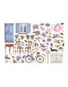 Αυτοκόλλητα Die Cuts Ephemera - Create Happiness Welcome Home bicycle and flowers - Stamperia