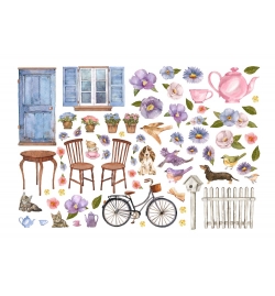 Adhesive Die Cuts Ephemera - Create Happiness Welcome Home bicycle and flowers - Stamperia