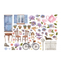 Αυτοκόλλητα Die Cuts Ephemera - Create Happiness Welcome Home bicycle and flowers - Stamperia