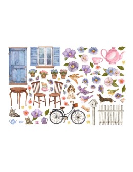 Adhesive Die Cuts Ephemera - Create Happiness Welcome Home bicycle and flowers - Stamperia
