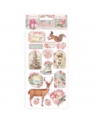 Chipboard 15x30cm Pink Christmas - Stamperia