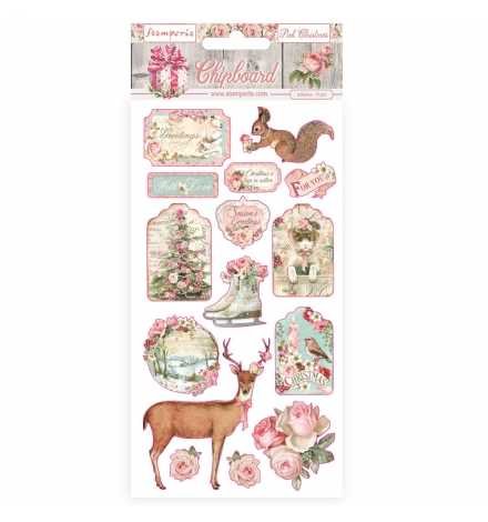 Chipboard 15x30cm Pink Christmas - Stamperia