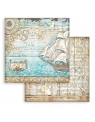 Scrapbooking paper double face "Songs of the Sea sailing ship" - Stamperia