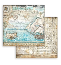 Scrapbooking paper double face "Songs of the Sea sailing ship" - Stamperia