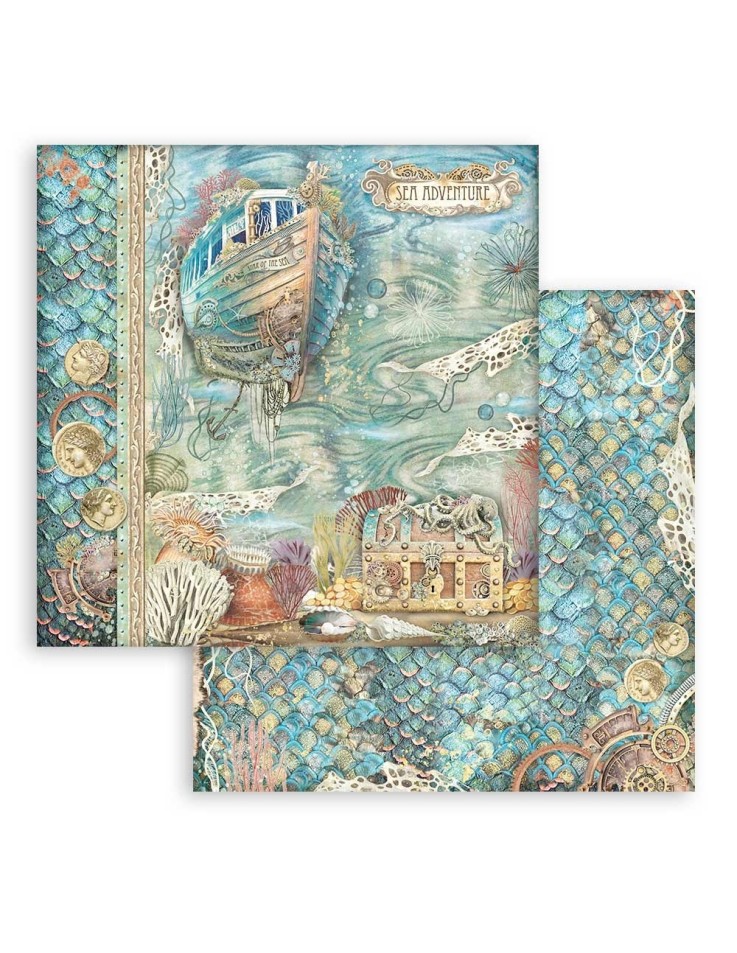 10 Χαρτιά Scrapbooking 20x20cm "Songs of the Sea" - Stamperia