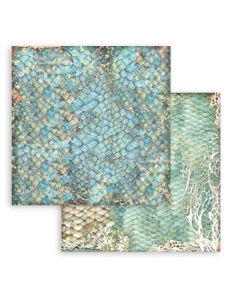 Scrapbooking paper 20x20cm Set 10pcs "Backgrounds Selection - Songs of the Sea" - Stamperia