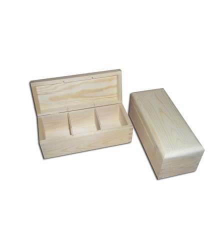 Wooden Tea Box - 3 Compartments 22x9x8cm