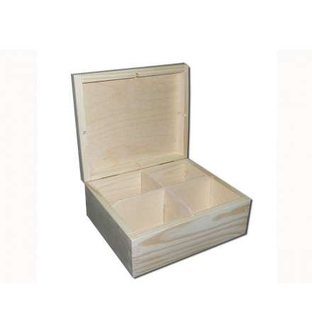 Wooden Tea Box - 4 Compartments 18x15x8cm