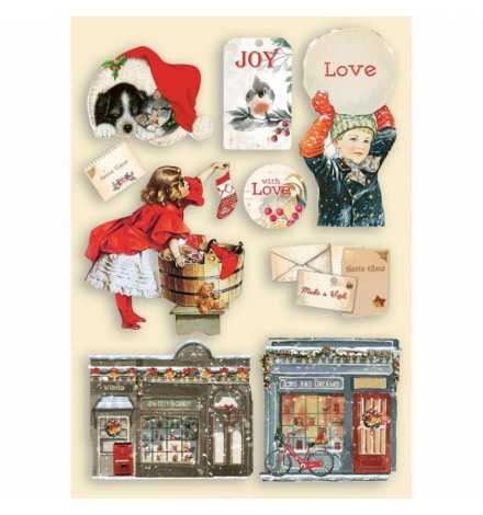 Colored Wooden Shapes 15x21cm Romantic Christmas  - Stamperia