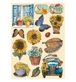 Colored Wooden Shapes 15x21cm Sunflower Art - Stamperia