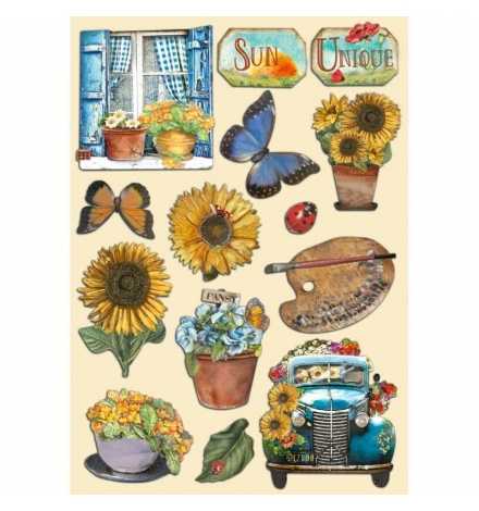 Colored Wooden Shapes 15x21cm Sunflower Art - Stamperia