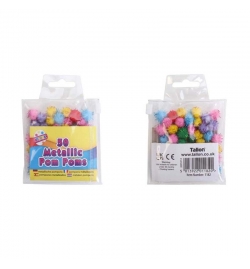 Pom poms  10mm - 50pcs Διάφορα χρώματα Glitter