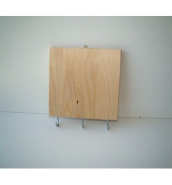 Wooden Holder 3 Hooks 15x15x1cm