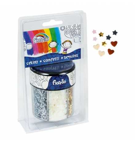 Sequins Confetti Stars/Hearts 6 Colors 80gr Fiorello