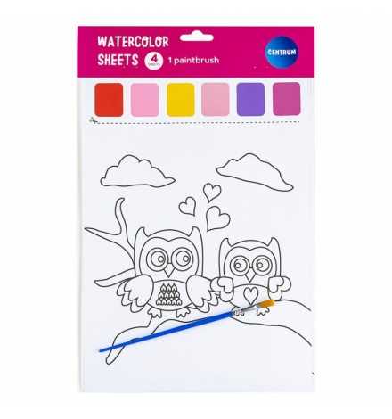 Water Colouring Book 4sheets Animals Centrum