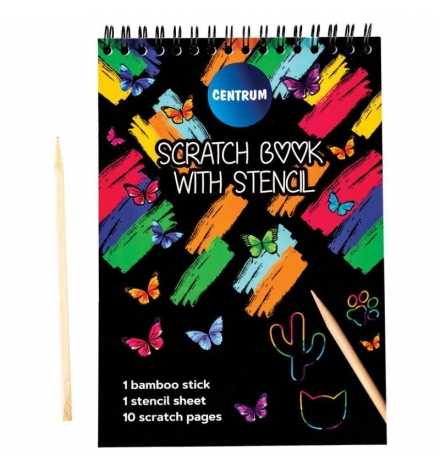 Skratch book 20x14cm with stencil and stick 10 sheets