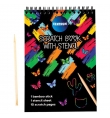 Skratch book 20x14cm with stencil and stick 10 sheets