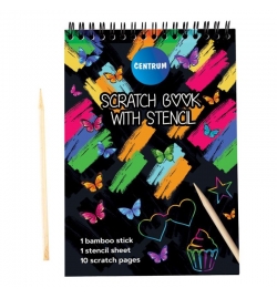 Skratch book 14x10cm with stencil and stick 10 sheets