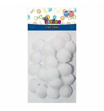Pom poms 25mm White 25pcs - The Littlies