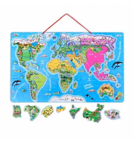 Μαγνητικός Πίνακας Puzzle 55x34cm "Χάρτης του Κόσμου"