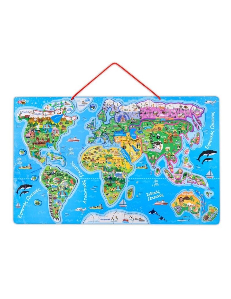Μαγνητικός Πίνακας Puzzle 55x34cm "Χάρτης του Κόσμου"
