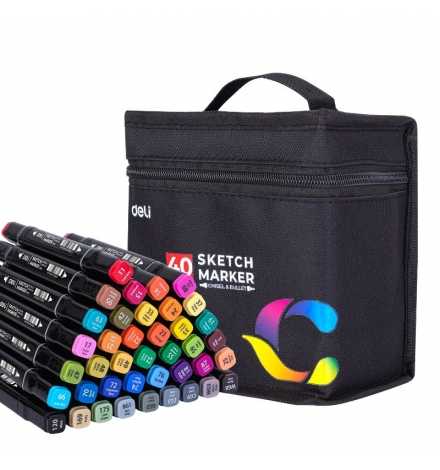 Dual-tip Sketch Markers 40 colors Deli