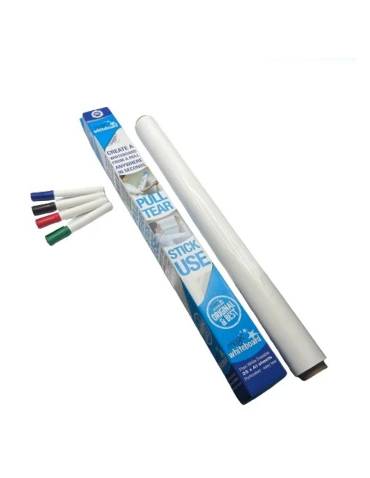 Magic Whiteboard Eraseable sheets 60x80cm 25pcs White