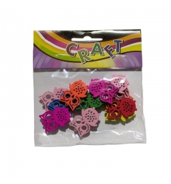 Ξύλινες χρωματιστές κουκουβάγιες 3x2cm 11pcs