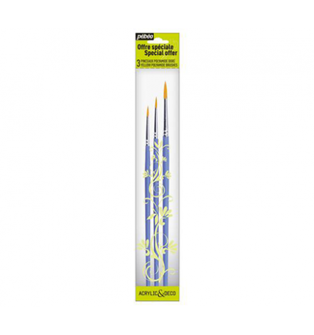 Paint Brush Set 3pcs Acrylic&Deco Round - Pebeo