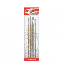 Paint Brush set 4pcs Oil&Acrylic White Bristle - Pebeo