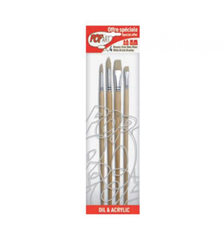 Paint Brush set 4pcs Oil&Acrylic White Bristle - Pebeo