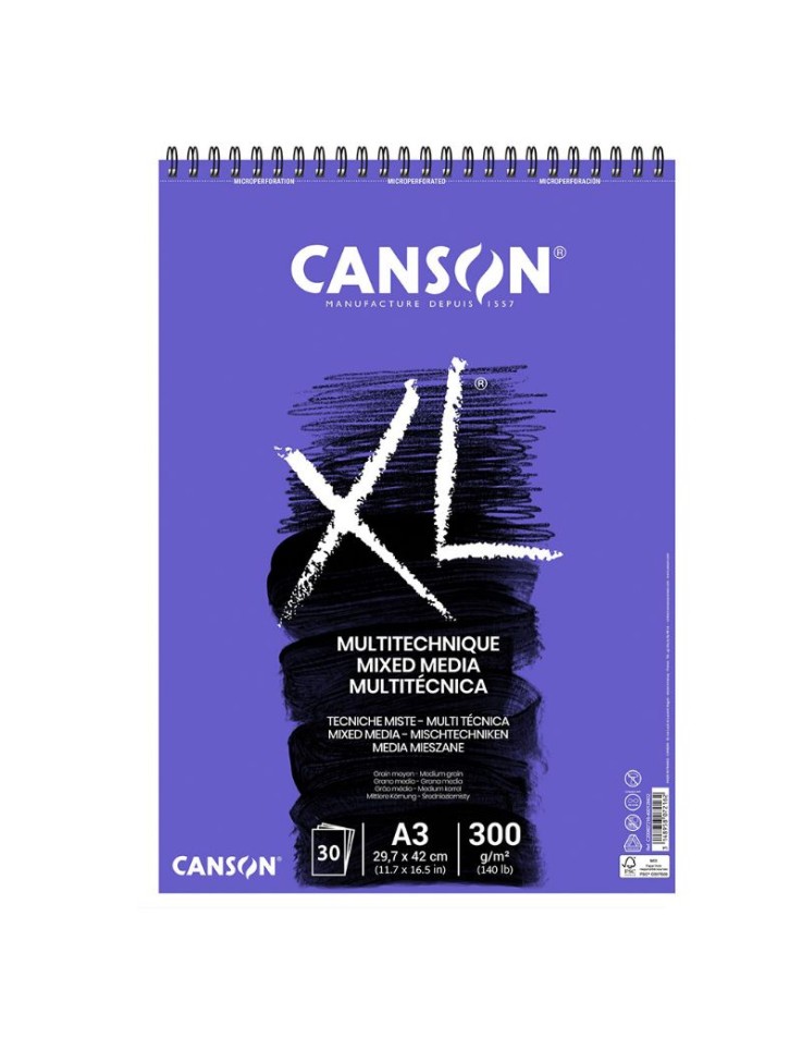 Art Pad 300gsm Mix Media A3 30sheets Spiral Canson