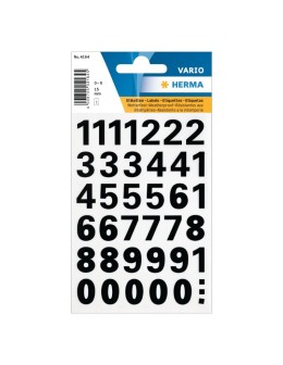 Αυτοκόλλητοι Αριθμοί 15mm (0-9) Μαύρο Herma