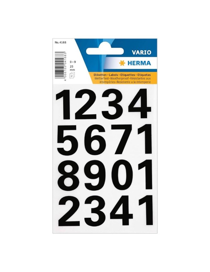 Αυτοκόλλητοι Αριθμοί 25mm (0-9) Μαύρο Herma