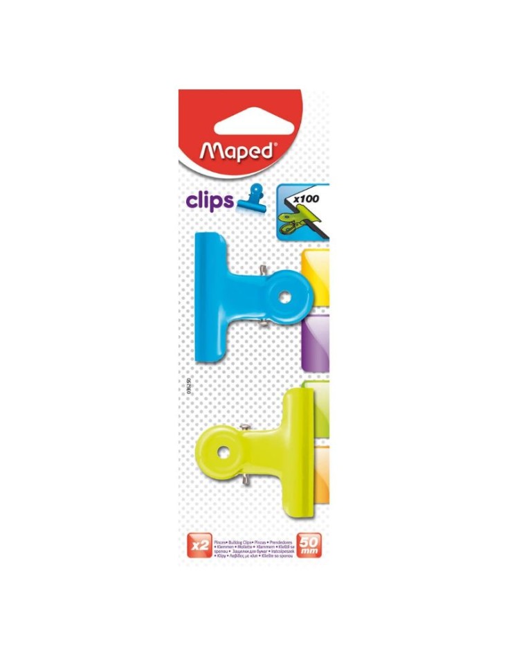 Binder Clips 50mm 2pcs Colored Maped