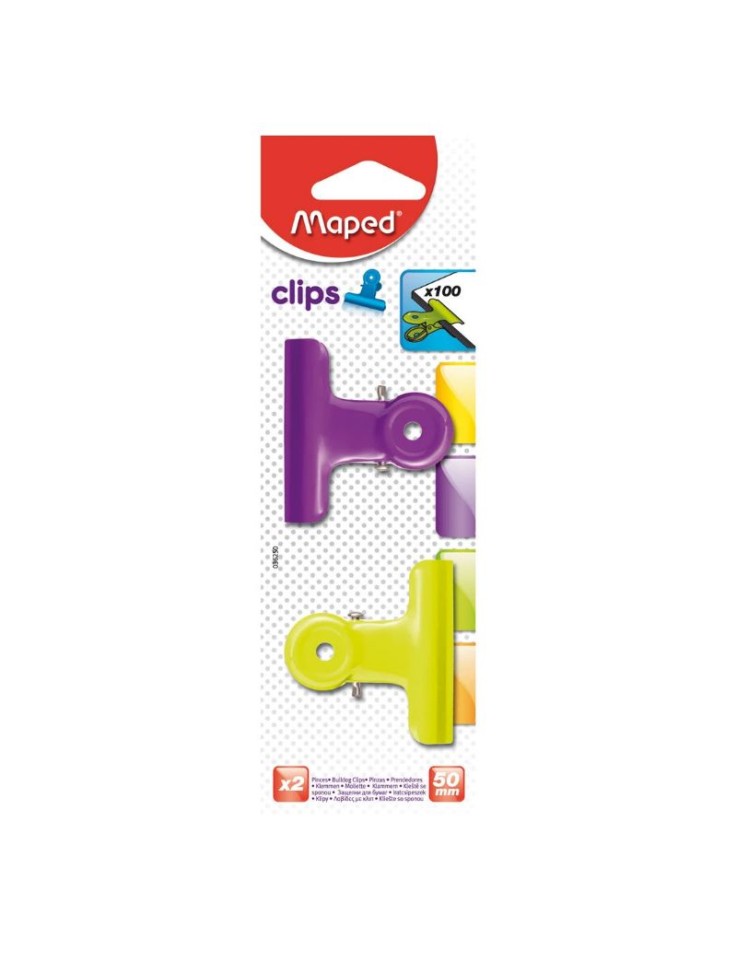 Binder Clips 50mm 2pcs Colored Maped