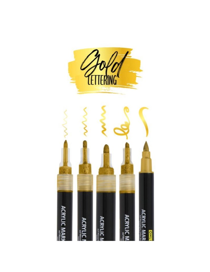 Gold Lettering Acrylic Marker Set 5 Pcs Online