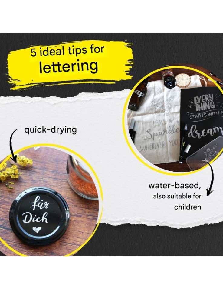 Set Silver Lettering Pen Markers 5 pcs - Online